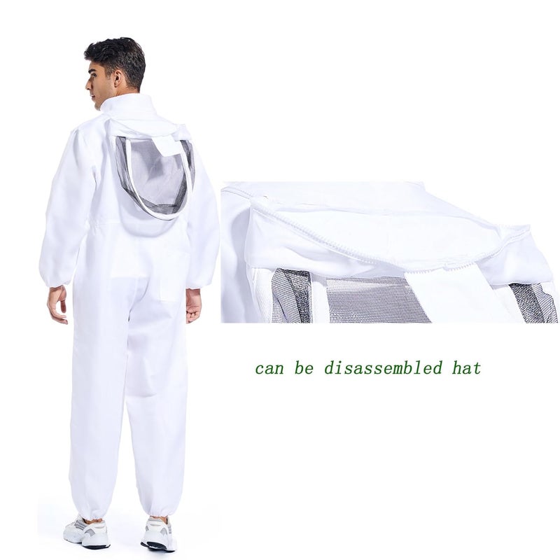 ANDES Bee Suit for Men Women Sting Proof, Polycotton Beekeeping Suit Beekeeper Costume&with Glove &Ventilated Hood, Bee Outfit for Backyard and beekeeping supplies (XL) - Image 4